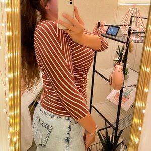 TAHARI Women’s Top | 3/4 Seeve Striped T-Shirt